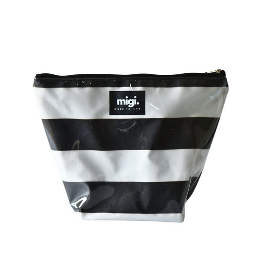 Black & White Stripes Large Cosmetic Bag